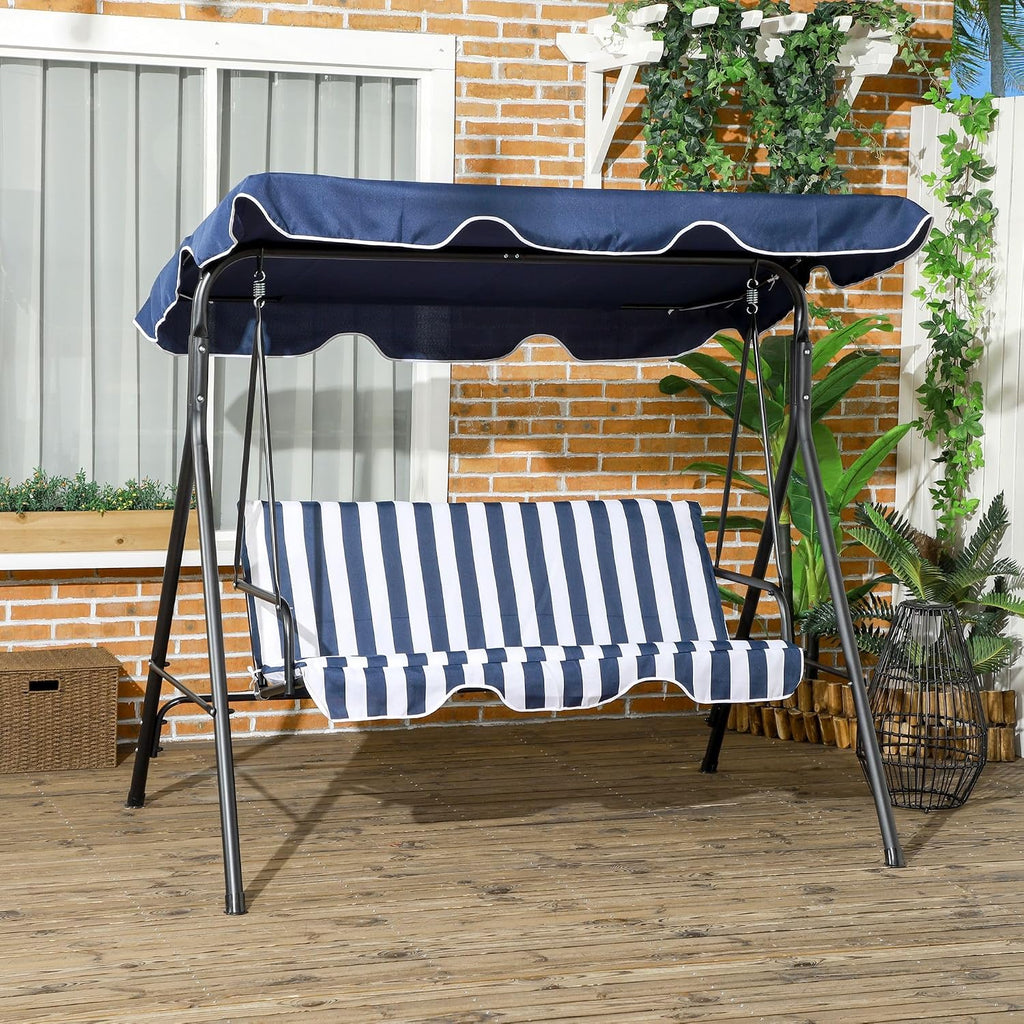 3-Person Outdoor Patio Swing Chair with Adjustable Canopy