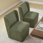 KISLOT Dining Chairs with Casters Require Assembly Upholstered Wingback Single Sofa Armless Deskchair for Bedroom Waiting Room Kitchen Diningroom