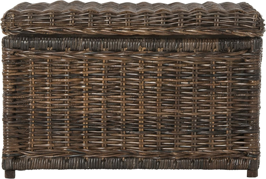 happimess HPM9002A Elijah 30" Wicker Storage Trunk, Collapsible for flat storage, Rattan-Sarang Buaya, Coastal for Office, Dorm Room-LivingRoom, Bedroom, Dining Room, Brown