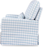 Namesake Crawford Glider Recliner, Blue Gingham | 360° Swivel Ultra Cozy Glider Rocker for Feeding & Relaxing w/ Lumbar Pillow - GREENGUARD Certified - For Nursery/Living Room