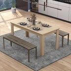 COSTWAY 63”Rectangular Dining Table for 4-6 People,Farmhouse Dinette with Large Computer Workstation, Modern Counter Height Kitchen Table for Small Place, Apartment Living Room Restaurant (Light Oak)