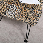 Home Soft Things Cheetah Vanity Chair 17" x 17" x 17" Square Footrest Upholstered Mink Fabric Decor for Living Room End of Bed Entryway or Bedroom Sitting Stool with Storage Need Assemble
