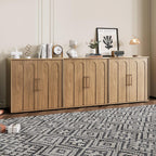 Rophefx Sideboard Buffet Cabinet with Storage, 94.5" Sideboard Accent Cabinet with Adjustable Shelves, Modular Media Console, Credenza for Living Room Kitchen Dining Room Entryway (Oak)