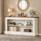 Tribesigns 63-Inch Long Console Table for Entryway, Narrow Long Entry Table with Shelves for Living Room, Farmhouse Sofa Console Behind Couch, for Foyer, Hallway, White and Brown