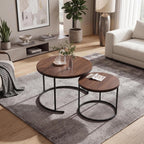 Garvee 23.6/15.7 Inch Round Nesting Coffee Table Set of 2, Round Coffee Table for Living Room, Space Saving Nesting Tables with Faux Marble Top, Metal Frame, Adjustable Feet for Bedroom