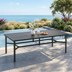 MIXPATIO Outdoor Patio Dining Table for 8, 83" x 39" Rectangular Metal Patio Dining Table with 1.7" Umbrella Hole, All Weather Wrought Iron Black Outdoor Table for Garden, Backyard and Porch