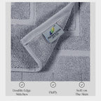 Feather & Stitch 2 Piece Towel Like Bath Mats (30x21 Inch) 100% Cotton Terry Bath Mats, Bathroom Shower Floor Mats [NOT A Bathroom Rug], Soft Absorbent Washable Mats - Grey