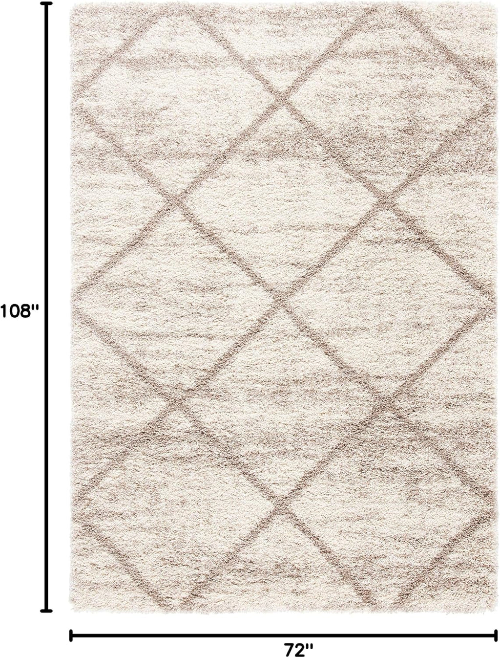 SAFAVIEH Hudson Shag Collection Area Rug - 6' x 9', Multi Ivory & Beige, Modern Trellis Design, Non-Shedding & Easy Care, 2-inch Thick Ideal for High Traffic Areas in Living Room, Bedroom (SGH281H)