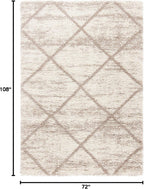 SAFAVIEH Hudson Shag Collection Area Rug - 6' x 9', Multi Ivory & Beige, Modern Trellis Design, Non-Shedding & Easy Care, 2-inch Thick Ideal for High Traffic Areas in Living Room, Bedroom (SGH281H)