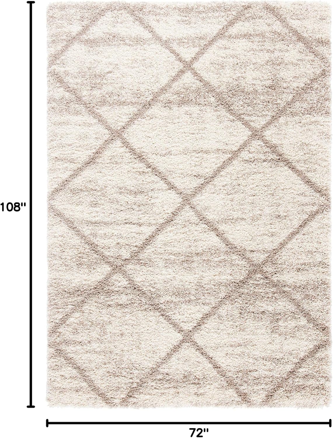 SAFAVIEH Hudson Shag Collection Area Rug - 6' x 9', Multi Ivory & Beige, Modern Trellis Design, Non-Shedding & Easy Care, 2-inch Thick Ideal for High Traffic Areas in Living Room, Bedroom (SGH281H)