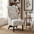 Christopher Knight Home Micua Luxury Upholstered Dining Chair with Floral Fabric Accent, Dining Room Chair with High Wingback, Comfy Living Room Chair and Birch Wood Legs, Extra Seating, Beige + Black
