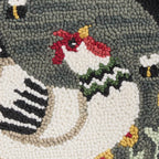 Park Designs My Little White Hen Hooked Chair Pad, Woven Farmhouse Style Seat Cover, Garden Farm Animal Print Seat Accessory