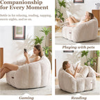 Royal Windsor Giant Bean Bag Chairs for Adults, 47 Inch Oversized Bean Bag Couch with Armrests, Lazy Floor Lounge Sofa Comfy Reading Chair for Living Room, Bedroom & Dorm, Beige
