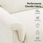 Mid Century Modern Accent Chair,Chenille Comfy Living Room Arm Chairs,Bedroom Reading Chair with Widen Arm Rest,Cozy Single Sofa Corner Side Chair,Easy Assembly Required,Beige