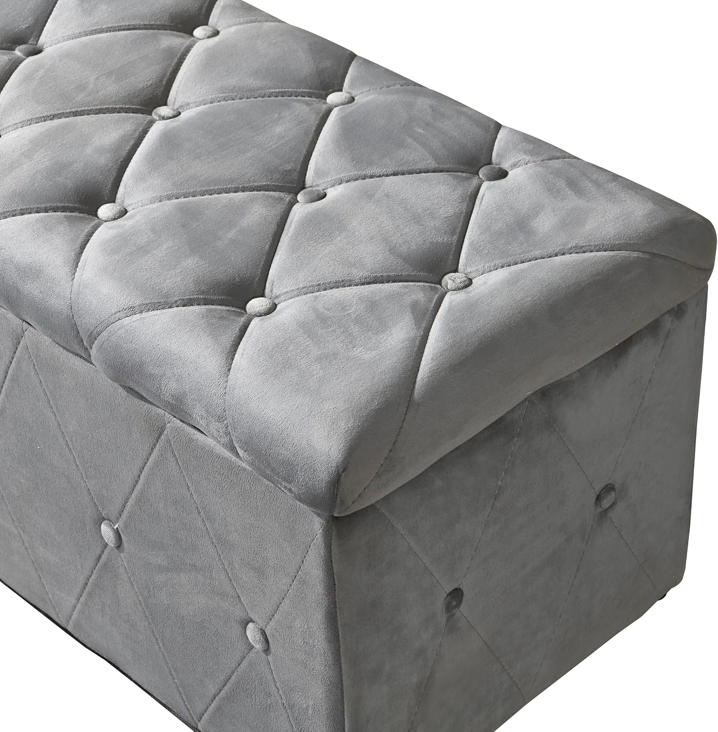Ottoman Set of 3, 39'' Hinged Tufted Storage Ottoman Bench with Cushion, 2pcs Small Dorm Stools Couch Side Foot Rest