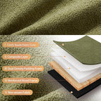 ONEVOG Olive Green‌ Modern Ottoman, 21" Square Fuzzy Couch Sherpa Pouf Ottoman, Tufted Cute Boucle Fabric Foot Stools, Upholsered Footrest & Coffee Table & Vanity Chair for Living Room Bedroom, Dorm