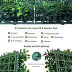 ODTORY Artificial Grass Wall Panel Backdrop,10" X 10" 12P(8.4 sqft) UV-Anti Greenery Boxwood Panels for Indoor Outdoor Green Wall Decor & Ivy Fence Covering Privacy
