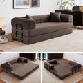 79" Convertible Sofa Bed, 5-in-1 Corduroy Boneless Couch Bed Sofa Pull Out, Memory Foam Couch, No Assembly Futon Couches for Living Room (Brown)