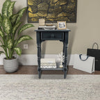 Decor Therapy Jane Nightstand Side Table with a Drawer, Shelf, Traditional Design, Navy 17" D x 14" W x 26" H