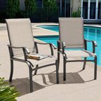 NUU GARDEN Patio Dining Chairs Set of 4, All Weather Textilene Patio Chairs,Powder-Coated Metal Frame Outdoor Patio Bistro Dining Chairs for Lawn Garden Backyard, Beige