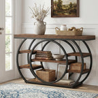 Tribesigns 47” Console Table, Industrial 5-Tier Entryway Table with Metal Frame, Narrow Console Sofa Table for Living Room, Hallway, Rustic Brown