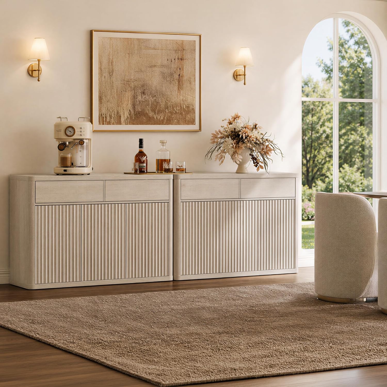 SICOTAS Buffet Cabinet with Storage - Storage Cabinet Sideboard with Doors & Shelves Accent Credenza Buffet Table with 2 Drawer Buffets & Sideboards for Living Room Dining Room Kitchen Entryway