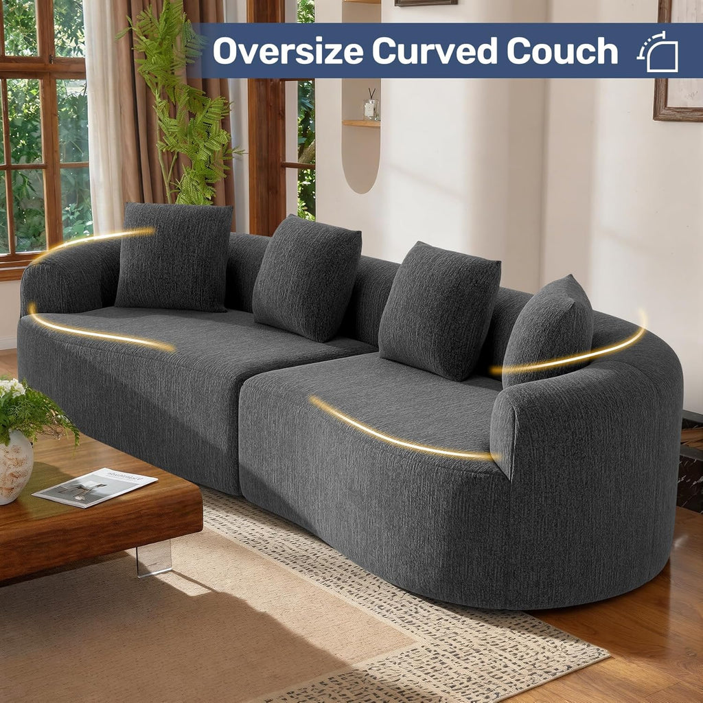 110” Modern Curved Sofa,Oversized Couch for Living Room,Cloud Couch with Boneless Couchs,Modular Sectional Sofa with Deep Seat,No Assembly Required,Black