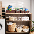 Sorbus Set of 9 Woven Storage Baskets – Mesh Hand-Woven Baskets for Organizing, Fabric Storage Bins for Linen Closet Organizer, Storage Baskets for Shelves, Home Organization and Decor (Chocolate)