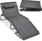 Best Choice Products Extra Wide Patio Chaise Lounge Chair, Portable Outdoor Folding Recliner for Lawn, w/ 8 Positions, Handles, 440lb Capacity - Gray