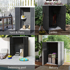 Multi-Function White Storage Tower, Sized 52x28x69 Inches - A Weatherproof Solution for Organizing Tall Tools and Equipment