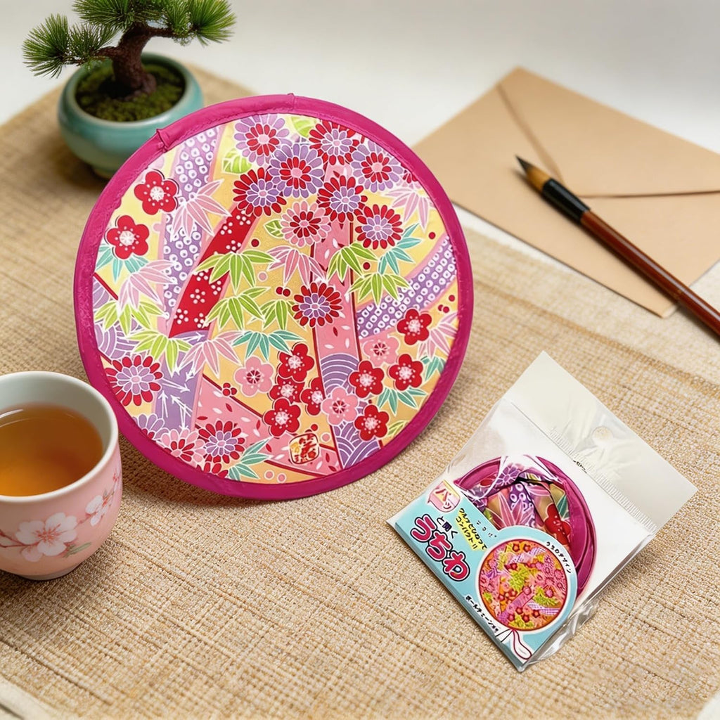4pcs Vintage Folding Fan, Portable 8.26Inches Mini Round Fan, Ideal Gift for Valentine's Day, Birthdays, and Parties, a Daily Essential,Blue + Red + Pink + Green