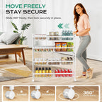 Cinati 4-Tier Snack Cart with Wheels, 29''W Toy Storage Organizer, Rolling Pantry Storage Cart with 10 Wire Baskets & Handle,Adjustable Metal Snack Rack, Kitchen Organizer for Fruit, Vegetables(White)