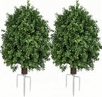 Boxwood Topiary Bush – Artificial Shrubs for Outdoors, Artificial Boxwood Topiary Ball Tree, UV Resistant Evergreen for Front Porch, Garden, Yard & Balcony Decor
