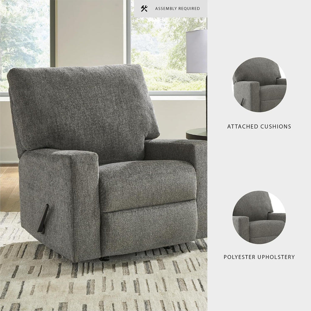 Signature Design by Ashley Seyler Lane Urban Rocking One Pull Recliner with Adjustable Backrest, Gray