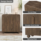 Smuxee Walnut Sideboard Cabinet, Freestanding Buffet Cabinet with Spherical Feet, Wood Storage Cabinet with Adjustable Shelf for Living Room, Entryway, Hallway