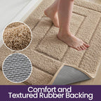 DEXI Bathroom Rug 43x24, Non Slip Washable Bath Mat for Shower Floor, Extra Large Absorbent Soft Bathmat with Rubber Backing, Quick Dry Microfiber Carpet, Beige