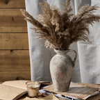 PORCER 9.3 Inch Antique Ceramic Vase, Terracotta Vase with Handle, Tuscan Decor Farmhouse Decorative Vase, Rustic Vase for Home Decor, Living Room, Entryway, Wedding - Distressed Design, Gray