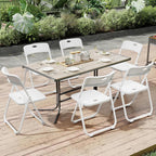 6 Pack White Plastic Folding Chairs, Lightweight Foldable Chair with 350lbs Capacity, Portable Seat with Sturdy Steel Frame for Indoor & Outdoor Use