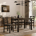 MFSTUDIO 5 Piece Kitchen Table Chairs Set of 4, Wood Dining Table Set for 4, Space Saving Farmhouse Dinner Table Set for 4, Dark Oak