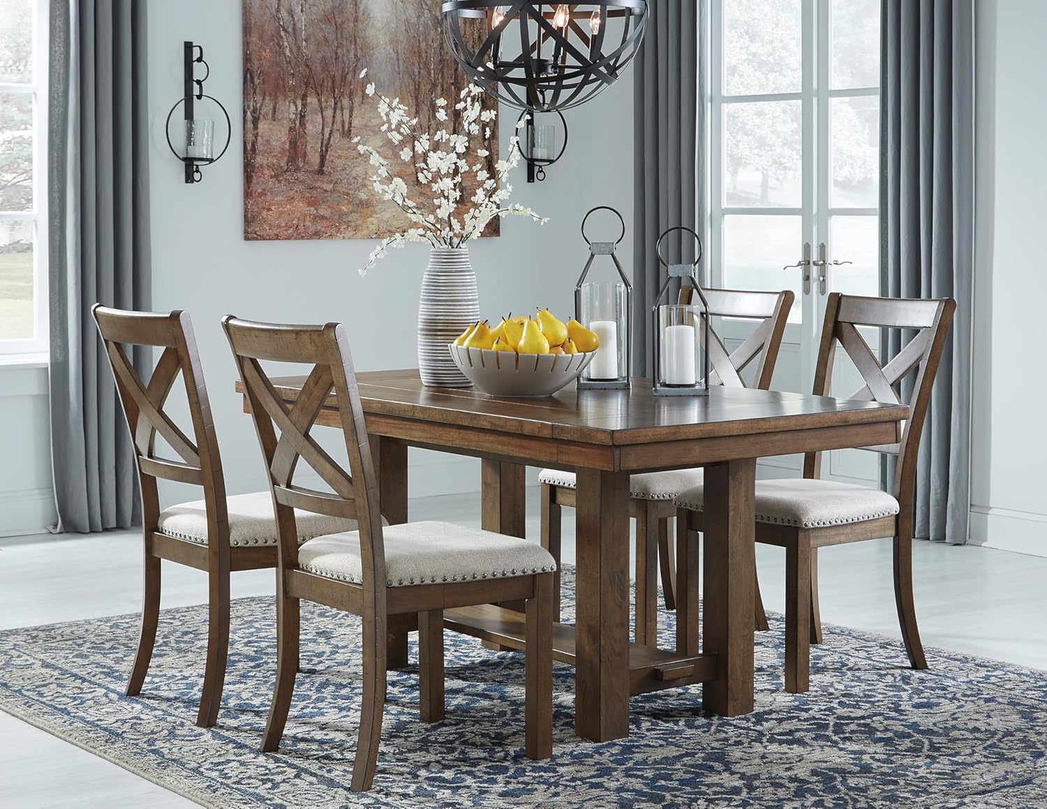Signature Design by Ashley Moriville Modern Farmhouse 19" Upholstered Dining Room Chair, 2 Count, Brown