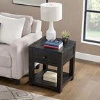 Alaterre Furniture Durham Bedroom Nightstand - 20in Small Side Table Set with Storage Drawer and Shelf - Solid Wood Modern Farmhouse Night Stands for Living Room or Bedroom (Dark Brown)