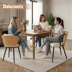 Rattan Dining Chairs Set of 4, Modern Upholstered Kitchen Chair with Metal Legs, Ergonomic Curved Backrest, Mid Century Living Room Chairs with Throw Pillow, Natural