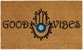 Croft&Cane Welcome Doormat – Non Slip Coco Coir Door Mat - Good Vibes Evil Eye Dirt Trapping Entryway Mat - Low Profile Indoor Outdoor Front Door Mat for Patio, Porch & High Traffic Areas - 17 x 30