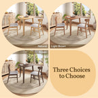 P PURLOVE Modern 3 Piece Table Set, Triangular Table and 2 Curved Wood Chairs for Living Room, Dining Room, Kitchen, Small Space, Minimalist Space-Saving (Brown and Grey)