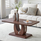 LKTART Coffee Table for Living Room, Modern Coffee Table with Storage, Rectangle Tabletop Stable Base for Dining Room Apartment Small Space (43.3''L×22.4''W-Walnut)