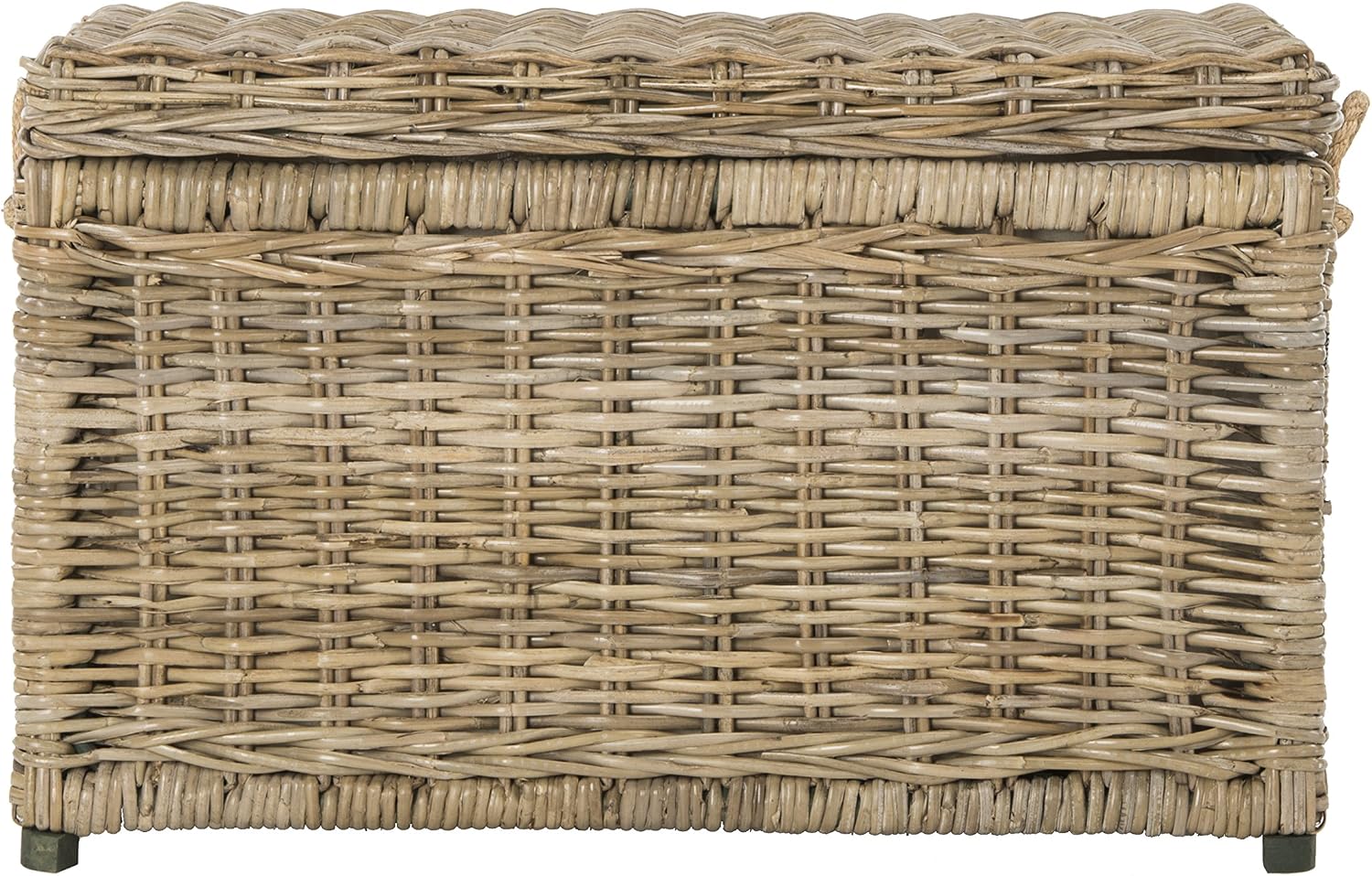 happimess Jacob 30.7" Collapsible Wicker Storage Trunk, Natural | Hand-Woven Rattan, Removable Lid and Liner, Coastal Style, Folds Flat, Entryway Toy Chest, Mango Wood, Iron Frame