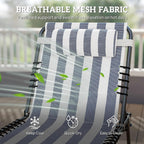 Outsunny Folding Chaise Lounge Chair Outdoor Set of 2 Mesh Seat Blue/White | Foldable, Sun Tanning Chair, Chaise Lounger, 4-Position Reclining Back, for Outside Patio Beach Poolside Backyard