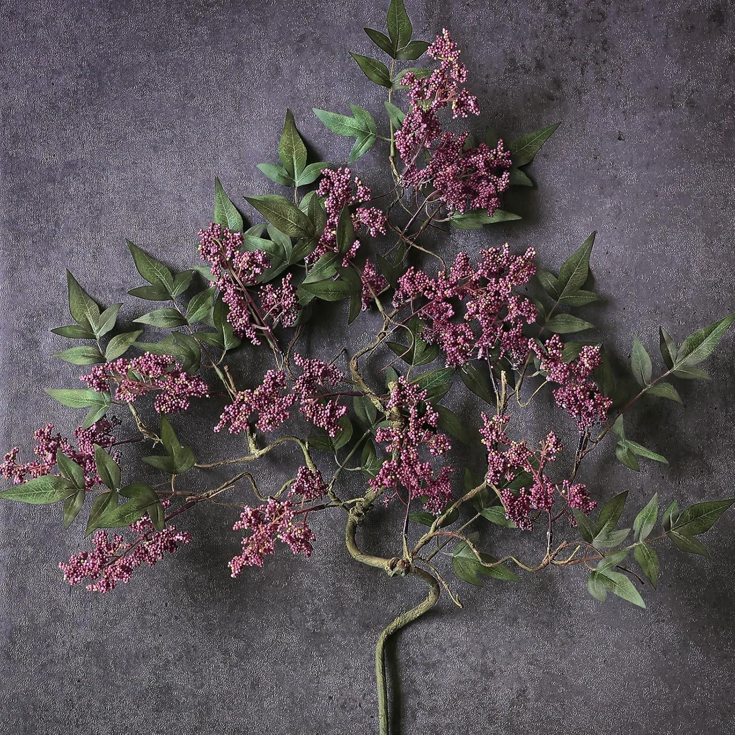 Juxdp 36" Artificial Nandina Berry Stem for Vase - 2 Pcs Realistic Faux Berry Spray, Fake Plant Branches with Stems for DIY Bouquet, Shower, Mantel, Home Decor (Dusty Plum)