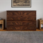 AFI, Alpine Queen Wood Murphy Bed Chest with 6" Mattress, Storage Drawer & Built-in USB Charger, Barnwood