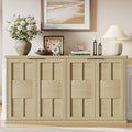 DynJest 60" Oak Buffet Cabinet Sideboard with Storage, Console Table | Large Capacity Credenza with 4 Fluted Doors & Shelves, Modern Farmhouse Buffet Cabinet for Home Office Kitchen Living Room